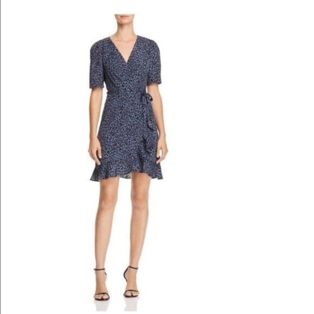 NWT AQUA for Bloomingdales Blue Animal print Wrap Dress Size Medium